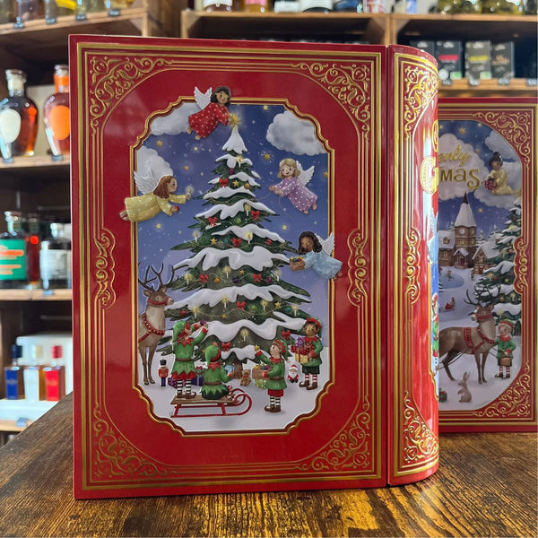 Boîte Métallique Livre Noël Village - Chocolats et Étoiles à la Cannelle