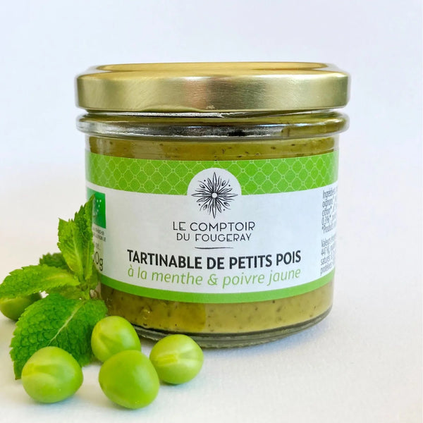 Tartinables Bio de petits pois à la menthe & au poivre jaune de Kampot - Le Mottay Gourmand