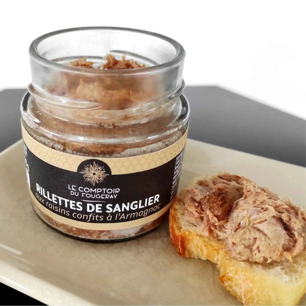 Rillettes de sanglier aux raisins confits à l'Armagnac - Le Mottay Gourmand