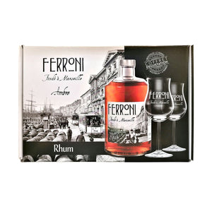 Ferroni, Coffret Rhum Ambré avec 2 verres